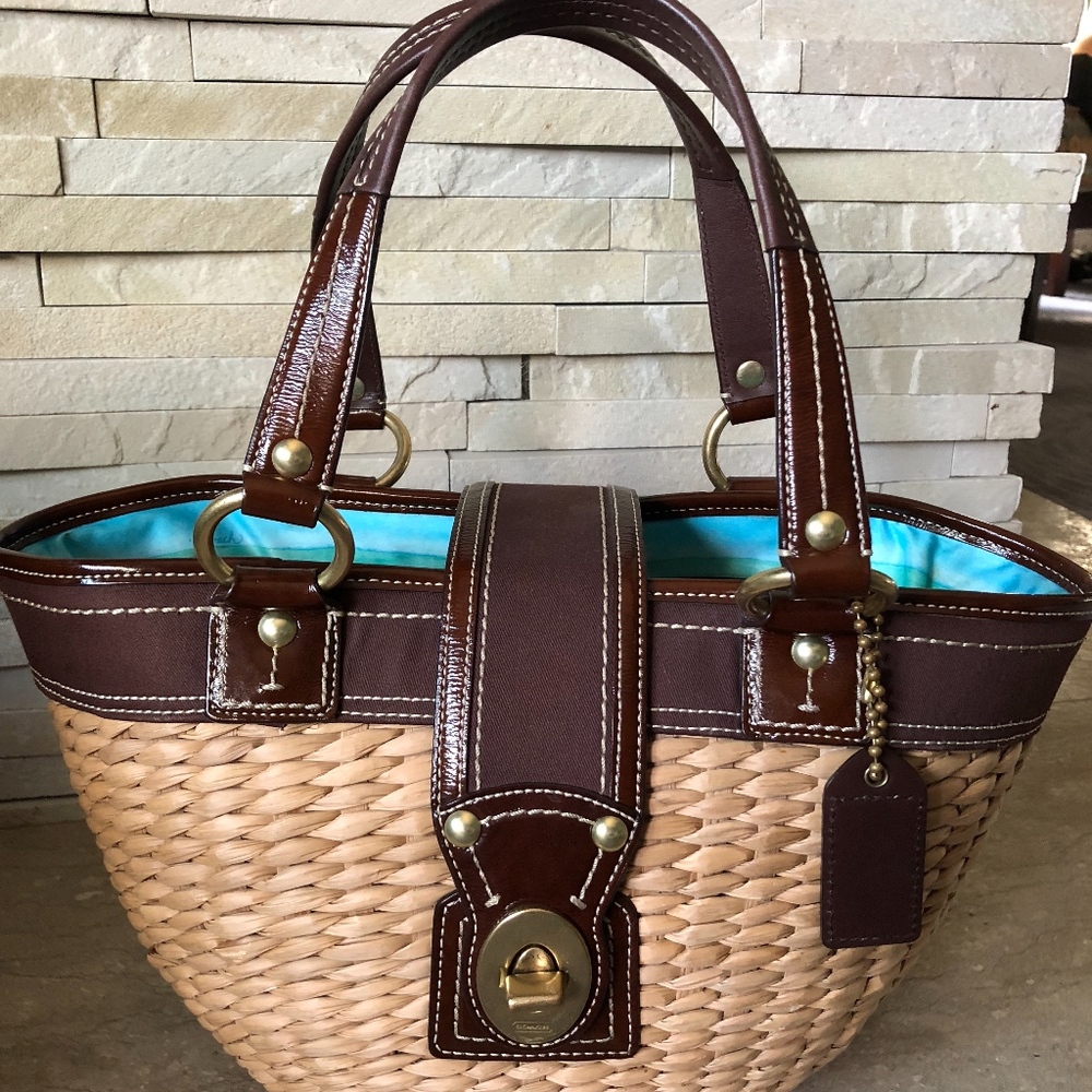 Coach Basket Bag Straw Tote  (large)